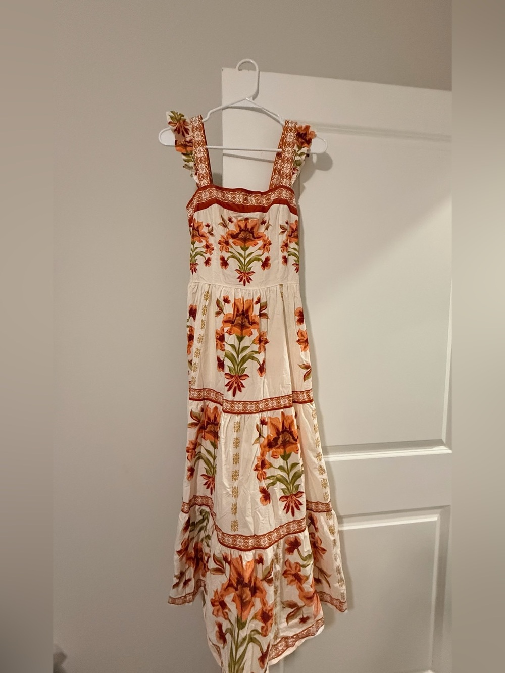 Flying Tomato Cream Maxi Dress with Rust Floral Print - Picture 6 of 16
